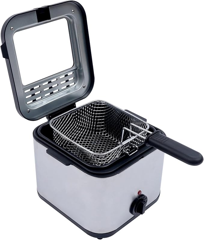 Electric Deep Fryer with Basket 1000W Countertop Deep Fryer Stainless Steel 2.5 L Oil Capacity for French Fry Restaurants Fast Food Stands Snack Bars Parties