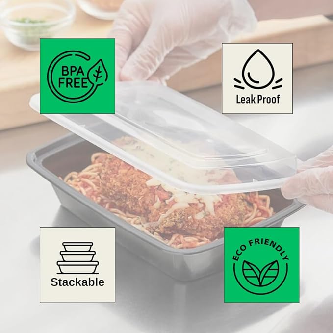 G-BOX Meal Prep Containers with Lids - 32 OZ | 150 Pack | 1 Compartment Food Containers with Lids [Meal Prep, Bento Box, Stackable, Reusable, Dishwasher Safe, Microwave Safe, Freezer Safe]