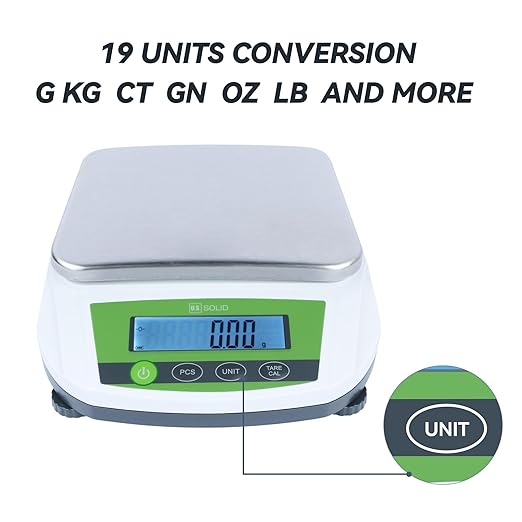 U.S. Solid Precision Balance, 5000g/11lb x 0.01g Analytical Digital Lab Scale, 5.6" x 7.6" Rectangular Pan, Piece Counting, 19 Weighing Units, 100-240V AC, Kitchen, Jewelry, Scientific Use