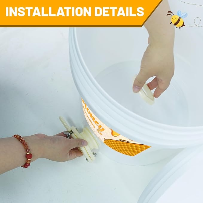 witbee 2 Pack Plastic Honey Bucket, 5 Gallon Bucket with Honey Gate Valve for Honey Extractor Equipment, Honey Harvesting Tool, Beekeeping Supplies