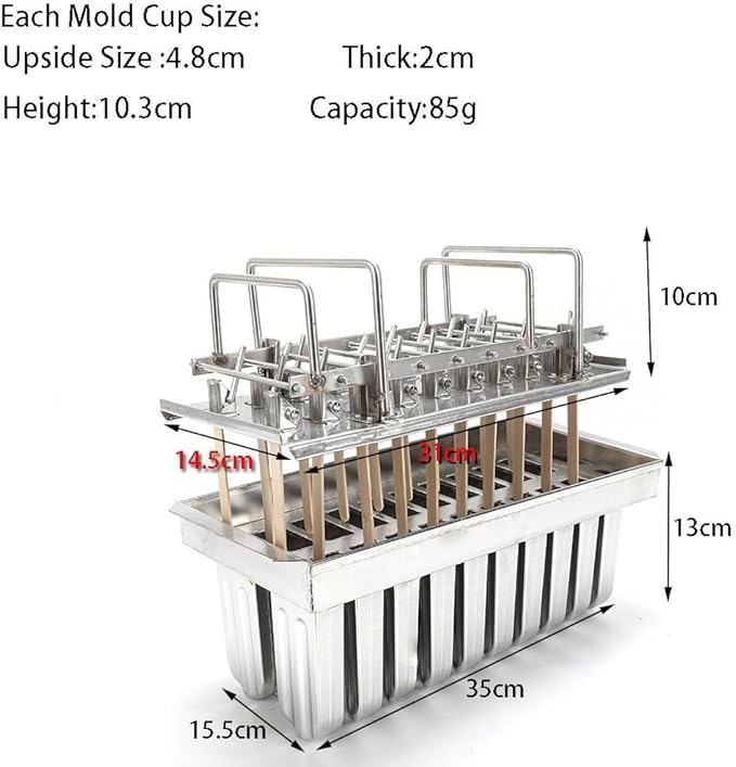 Ecozoi Stainless Steel Popsicle Molds, 20 Piece Set with Standing Rack, 50 Reusable Bamboo Sticks, 40 Silicone Sleeves, Plant Based Cleaning Brush