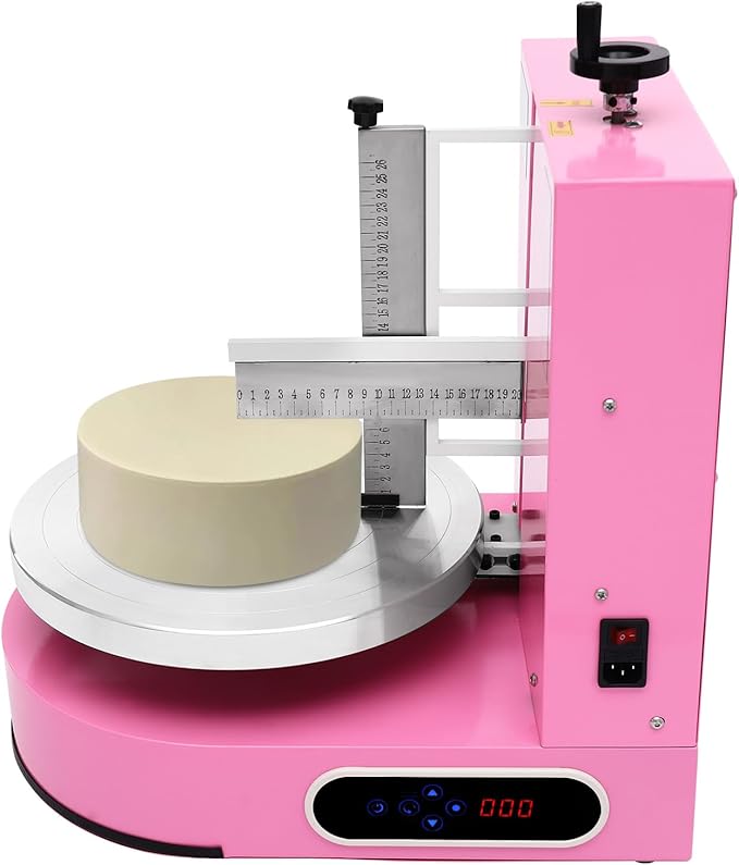 200W Electric Cake Decorating Machine, 110V Cake Spreading Machine Automatic Cake Coating Machine Speed: 30-200RPM for Cake Diameter: 4-12in (Pink)