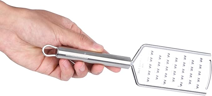 Restaurantware-German Standard Coarse Handheld Grater, 1 Flat Cheese Grater - Dishwashable, Durable, Stainless Steel, With Handle, Suitable For Potato, Carrot, Hard Cheese, And, More