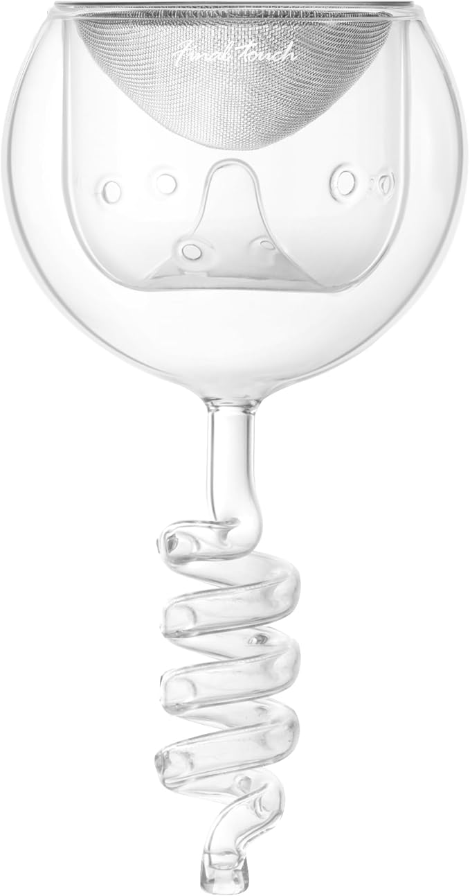 Final Touch Glass Twister Aerator Decanter - Wine Oxygenation System, 3 Phase Aeration, Stainless Steel Filter, Globe Design, Adapter & Stand (WDA918)