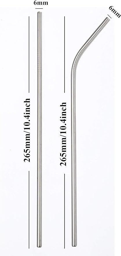 Reusable Metal Straws - 100pcs, 8.5'' & 10.5'' Stainless Steel Straws for 20oz & 30oz Tumblers, Bent & Straight Options