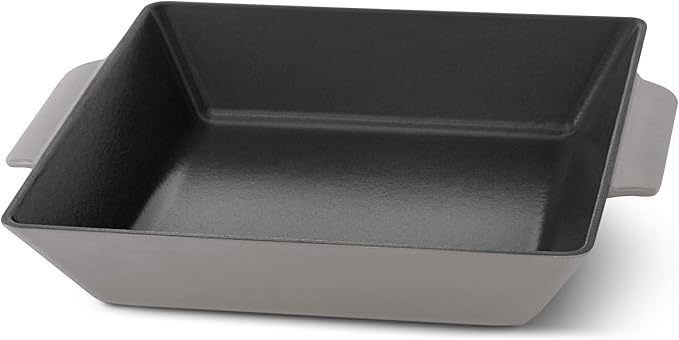 Zakarian x Dash Nonstick Cast Iron Grilling and Roasting Pan - Oven-Safe Cookware - Titanium Ceramic Nonstick Coating - Great for Roasting Veggies, Meats, and More - Gray, 11-Inch