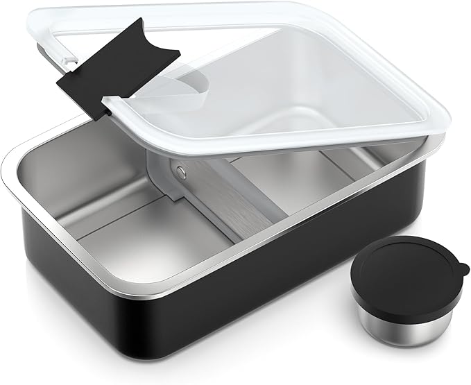 Bakpoco Stainless Steel Bento Lunch Box for Adult, 42oz Leak-Proof Lunch Box Containers, Microwave-Safe, with Adjustable Divider, Convenient Metal Lunchbox for Work, Travel