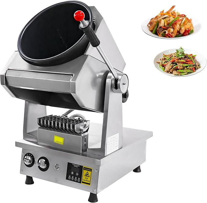 Automatic Stir Fry Machine Countertop Cooker with Water Spray & Drum Design – Natural Gas Powered Smart 360° Cooking Machine Capacity 1.5L-9.3L,110V 100W