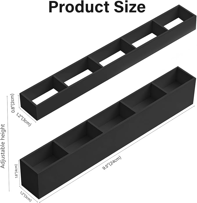 Straw Holder for Cabinet Door, Reusable Tumbler Straw Organizer Storage Container Mount for Kitchen Counter Cupboard Door (Black, 9.5inch)