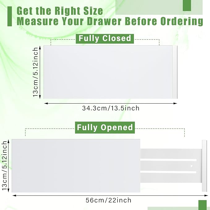 DoubleFill 4 Pcs Deep Bamboo Drawer Dividers, Deep Kitchen Dresser Drawer Organizer with Spring Loaded for Clothes, Adjustable Expandable from 15-22 Inch(6 Inch,White)