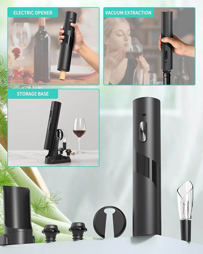 Gravity Electric Pepper Grinder Set and Rechargeable Wine Opener Set