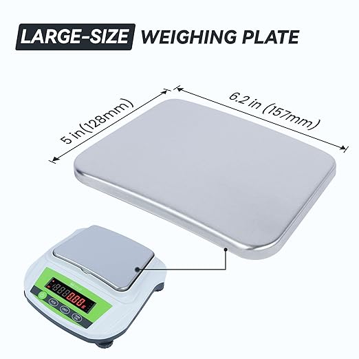 U.S. Solid Precision Balance, 2000g/4.4lb x 0.01g Analytical Digital Lab Scale, 6.2" x 5" Rectangular Pan, Piece Counting, g/ct/oz/lb, 100-240V AC & 4xDC 1.5V Battery, Kitchen, Jewelry, Scientific Use