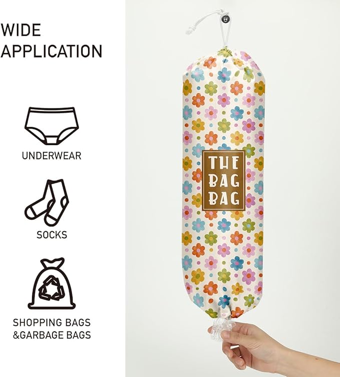 Flower Grocery Bag Organizer - Plastic Bag Holders for Kitchen, Pantry, Laundry Room - Home Decor Gifts