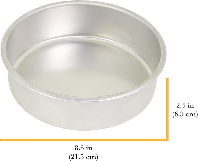 Chicago Metallic Recycled Aluminum 8 inch Round Cake Pan with Natural Aluminum For Even Baking, Built for Everyday Use, Perfect for Round Cakes, Cheesecakes and More