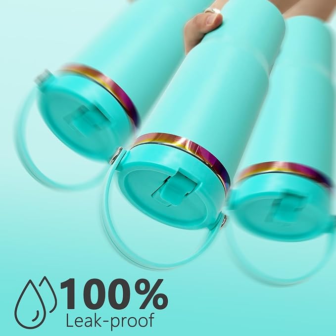 30 oz Tumbler Bulk with Handle and Straw, Vacuum Insulated Tumblers with Flip Straw and Top Handle, Leakproof Powder Coated Tumbler, Stainless Steel Travel Mug for Coffee Water (Blue, 8 Pack)