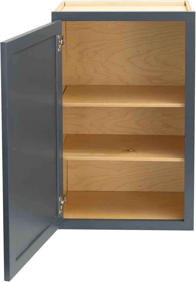 Quicklock RTA (Ready-to-Assemble) 42" Tall Wall Kitchen Cabinets - Shaker Style | 100% Hardwood | Made in America | Soft Close Hardware (Needlepoint Navy, 12''D x 21''W x 42''H)