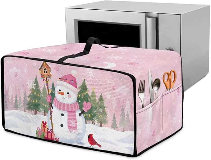 Air Fryer Toaster Oven Dust Cover Washable Convection Oven Cover Stylish Kitchen Appliance Protector Decorations Countertop Accessories, S, Snowman Northern Cardinal Pink
