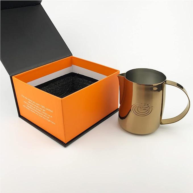 Barista Swag Curved Body Coffee Milk Frothing Cup for Espresso Machines Latte Art 500ml Steaming Pitchers (Mirror Rose Gold)