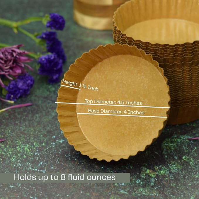 85 Count - 8 Ounce Mini Decorative Disposable Tart Pans – Disposable Paper Baking Molds for Serving and Baking with Nonstick Coating