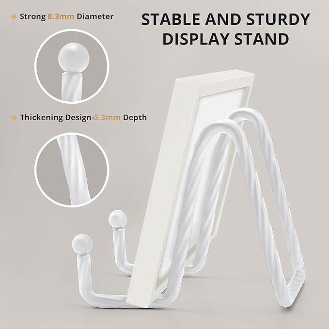 3 Pack 6inch Picture Stands for Display, White Metal Plate Stands for Display - Decorative Plate Stand, Plate Holder Display Stand, Picture Frame Stand - Plate Display Stands for Picture Stand