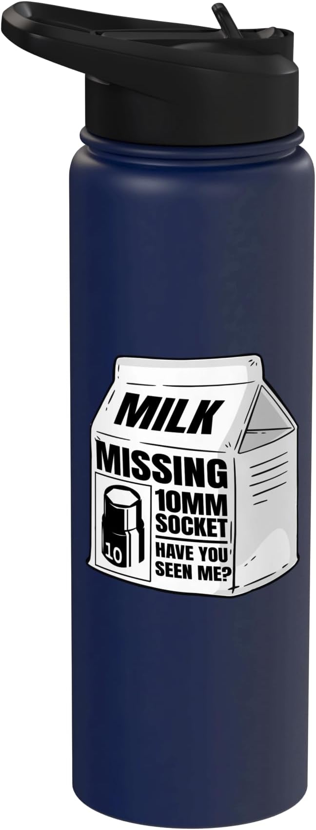 Missing 10mm Socket Milk Carton Funny Car Mechanic Stainless Steel Insulated Water Bottle