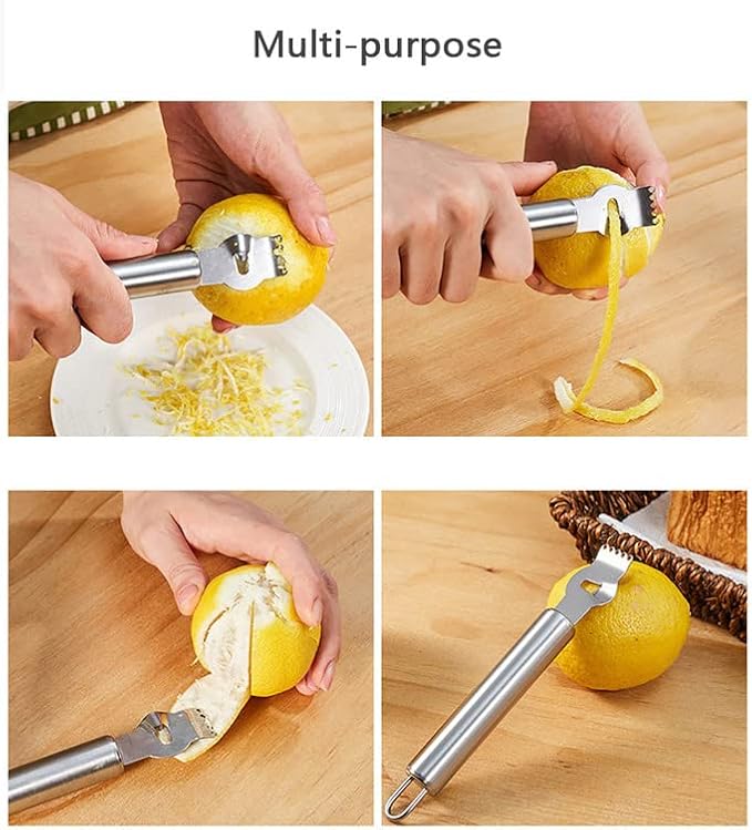 Stainless Steel Lemon Zester Grater with Channel knife Citrus Orange Peeling Tool Fruit Peelers