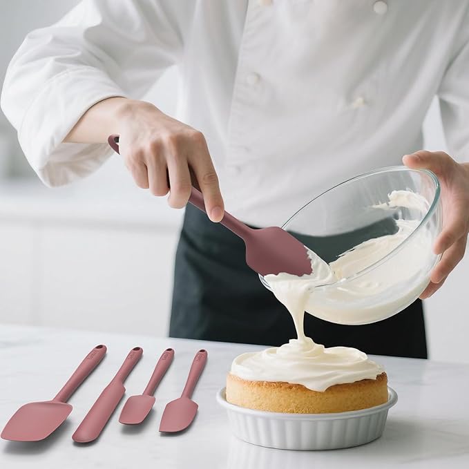 Coukre Silicone Spatula Set of 5,High Temperature Resistant, Food Grade Silicone, Dishwasher Safe, for Baking, Cooking (Pure Wine)