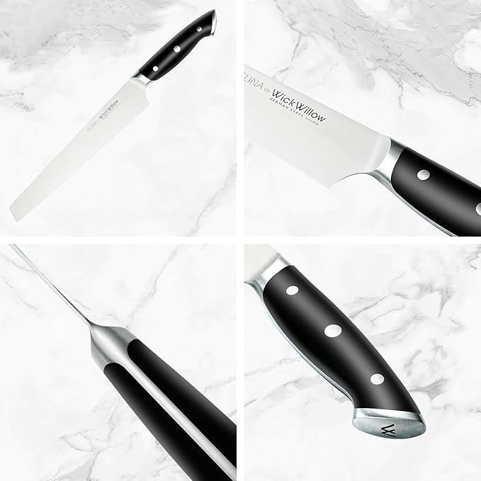 WICKWILLOW 10" Bread Knife – Razor Sharp German Steel – Serrated Knife for Homemade Bread & Sourdough – Full Tang & Ergonomic Handle – Gift Box – Velina Series