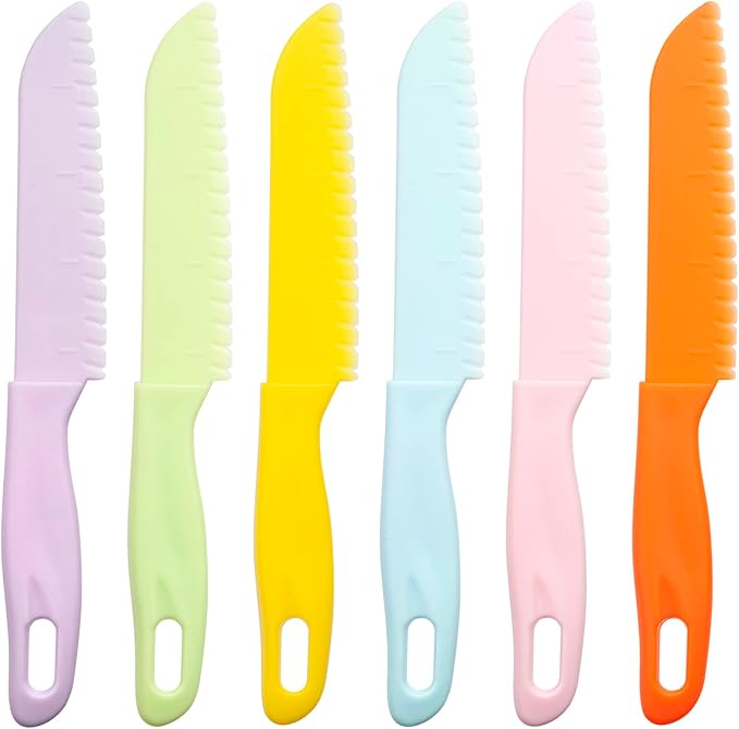 6 Pieces Plastic Fruit Knife: Food-Grade, Kid Kitchen Knife Set Safe | Children's Safe Cooking Knives Perfect for Fruits, Cake, Vegetables & Daily Kitchen Use
