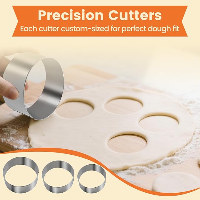 3-in-1 Stainless Steel Dumpling Maker Set - Professional Dumpling Press & Empanada Mold with Dough Cutters (3", 3.4", 3.8") | Includes Stuffing Scoop | Dishwasher Safe