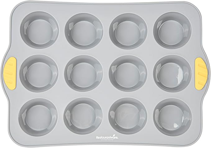 Restaurantware Silicone Baking Molds Pack of 40 Non-Stick Muffin Molds with Handles 12 Compartments, Oven-Friendly Dishwashable Freezer-Friendly Heat-Resistant Gray Silicone Cupcake Muffin Pans