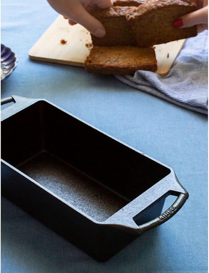 Lodge Cast Iron Loaf Pan - 8.5 x 4.5 Inch PFAS-Free Bread Baking Pan - Naturally Seasoned Cast Iron Bakeware for Sourdough, Meatloaf, Breads, and More - Made in the USA - 3 Pack