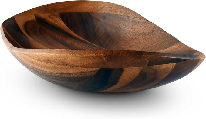 Arthur Court Acacia Wood Salad Serving Bowl for Fruits or Salads - Modern Centerpiece Bowl - Hand carved from one piece of wood