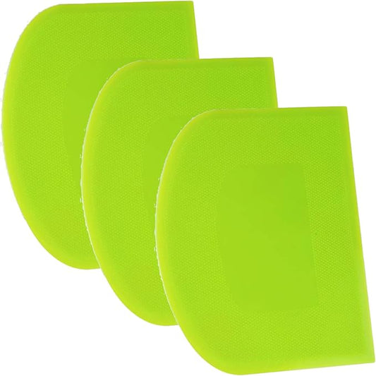 SURDOCA Dough Scraper Bench Scraper - 3P 14.2x8.5" Plastic Flexible Bowl Scraper, Sharp Edge & Angles Cake Scraper. Non-Slip Bakeware Decorating Tools Sculpting & Modeling Tools - Pure Green