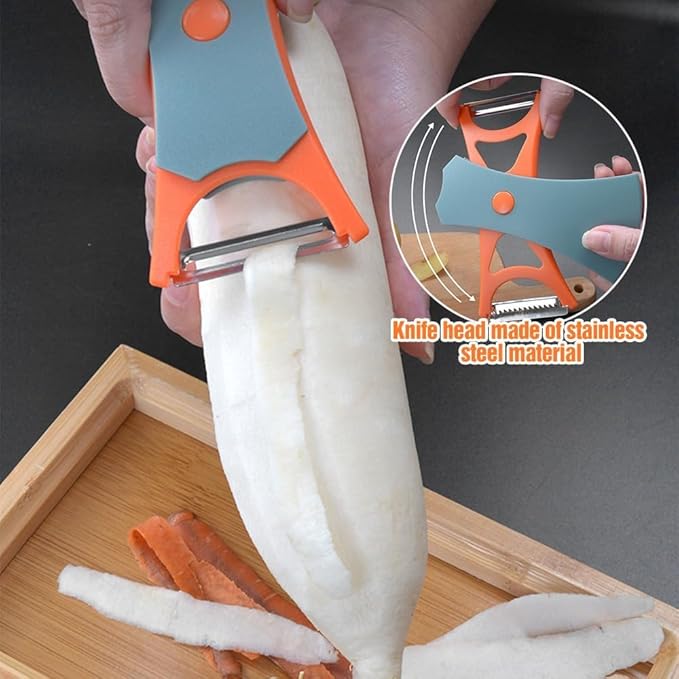 2 In 1 Fruit Peeler,Peeling and shredding Vegetables Potato Vegetable Peeler Carbon Steel Blade,Multi Function Stainless Steel Vegetable Peeler with Straight and Serrated Blades (2PCS-A)