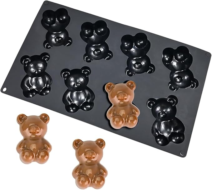 3D Silicone Mold Bear, Mousse Cake Baking Molds, Fondant Mould for Baking Cake, French Dessert Mould for Pastry Chocolate, Soap and Ice Cream (B_ Bear)