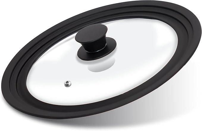 Lerykin Tempered Glass Lid - Universal Lid with Heat Resistant Silicone Rim for Pots, Pans and Skillets - Pan Cover Replacement Lid Fits 8", 8.5" and 9.5" Diameter Cookware