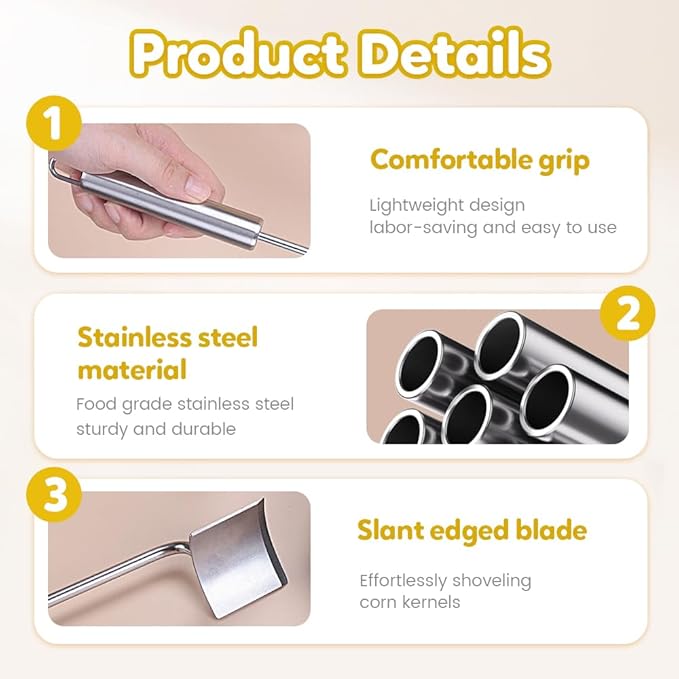 Easy Clean Corn Cob Peeler, 2025 New Corn On The Cob Stripper Tool with Long Handle, Stainless Steel Corn Cutter for Corn Cob With Corn Holder (Green-1 pcs)
