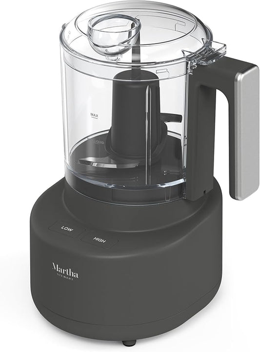 Martha Stewart 3 Cup Electric Food Chopper, Vegetable & Herb Mini Food Processor, 24oz BPA-Free Bowl, Stainless Steel Blades, Pour Spout, Dicing, Mincing, Chop & Puree, Dishwasher Safe, Caviar