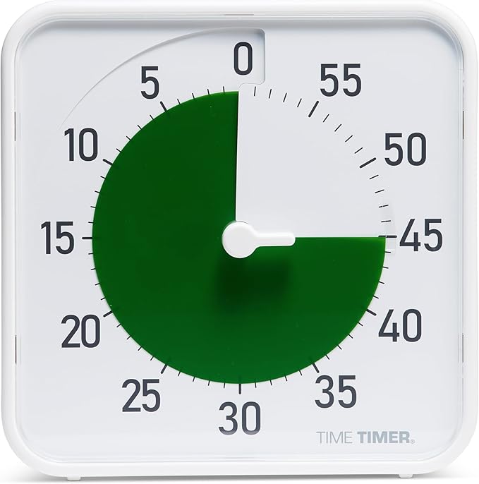 Time Timer Original 8" Visual Countdown Timer – Medium 60-Minute Silent Classroom Visual Timer for SEL, Emotional Regulation, Focus, Calm Transitions, ADHD, Autism – (Green & White)