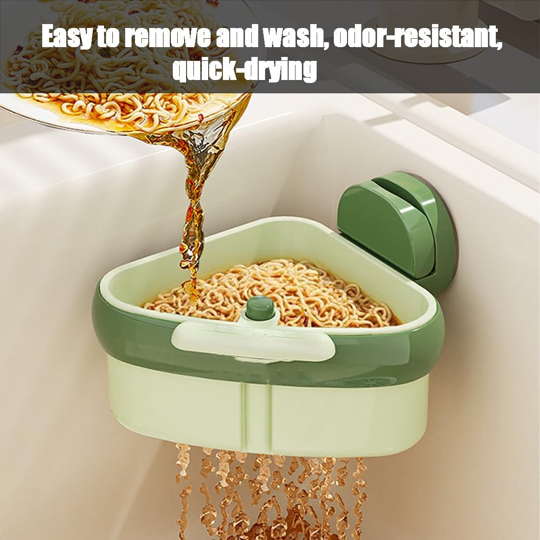 Suction Cup Sink Corner Rack, Sink Strainer Basket, 2025 New Upgraded Suction Cup Press Sink Drainer Basket, Press Automatic Dumping Sinks Strainer Basket (2pcs-a)
