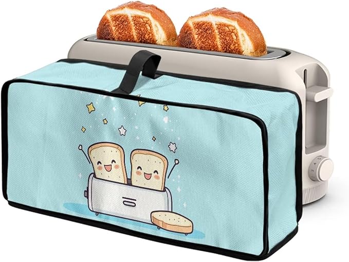 Cute Bread Man Toaster Cover 2 Slice, Machine Washable 2 Slice Slim Toaster Cover Protective Dust Covers for Kitchen Appliances, Heat-Resistant Furniture Protectors