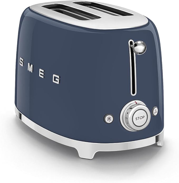 SMEG 2 Slice Toaster with 6 Presets and Defrost Function and Removable Crumb Tray (Navy)