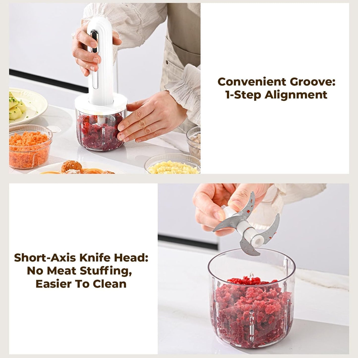 Wireless Electric Food Processor，4-Cup Electric Food Chopper For Meat,Onions,vegetables,Garlic,Complementary Food, Meat Chopper Blender