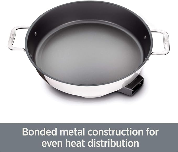 All-Clad Electrics Stainless Steel and Nonstick Surface Skillet 7 Quart 1800 Watts Temp Control, Cookware, Pots and Pans, Oven, Broil, Dishwasher Safe