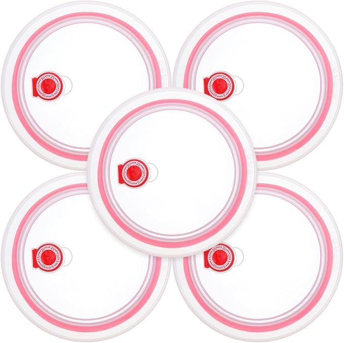 ibasenice 5PCS Silicone Glass Bowl Lid - 5inch Vented Food Storage Bowl Covers - Microwave Safe Replacement Lid for Ceramic Glass Food Containers