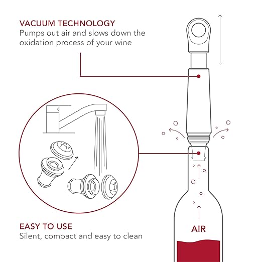Vacu Vin Wine Saver Bundle – 11 Stoppers & Vacuum Pump for Fresh Wine