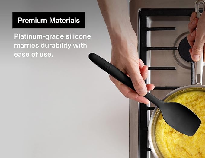 Misen Spoontula - Dishwasher Safe, Heat resistance, Nonstick Safe - Professional-Grade Versatile Kitchen Tool for Stirring, Spponging, Folding and Flipping - 4 Tools in One - Built to Last - Black