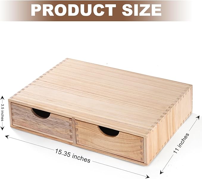 Wooden K Cup Organizer Coffee Pod Storage Box, Coffee Pod and Tea Bag Holder,Kcup Drawer Coffee Maker Stand,Home Kitchen Counter Holds Up to 30 Pods Capacity (2 Drawer) (Natural Wood Color)