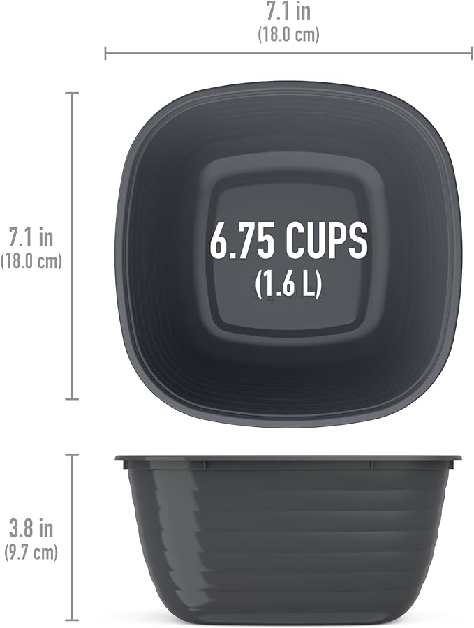 Bentgo Prep - 1-Compartment Bowls with Custom Fit Lids - Reusable, Microwaveable, Durable, PFAS & BPA-Free, Freezer and Dishwasher Safe Meal Prep Food Storage - 10 Bowls & 10 Lids (Graphite)